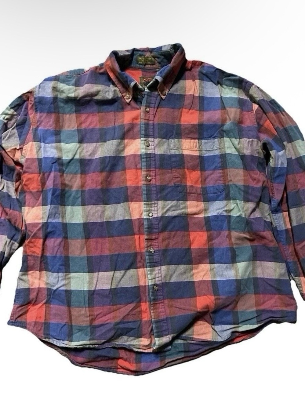 Men’s Boston Traders Plaid Flannel Button Up Shirt Size Large
